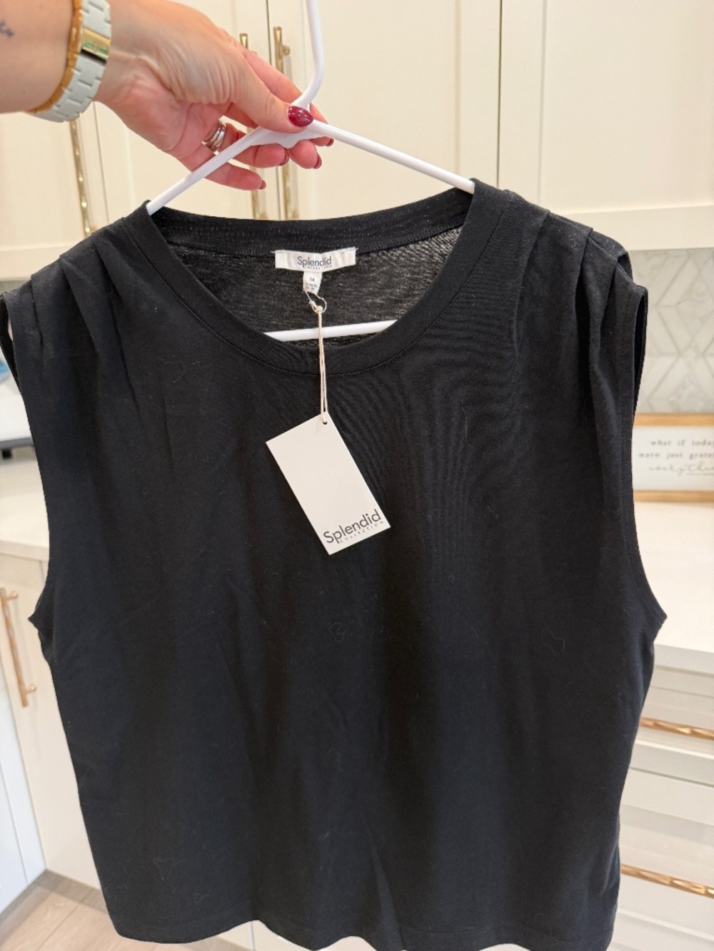 Sanctuary Black Tank, gathered shoulder, Women's size M, NWT